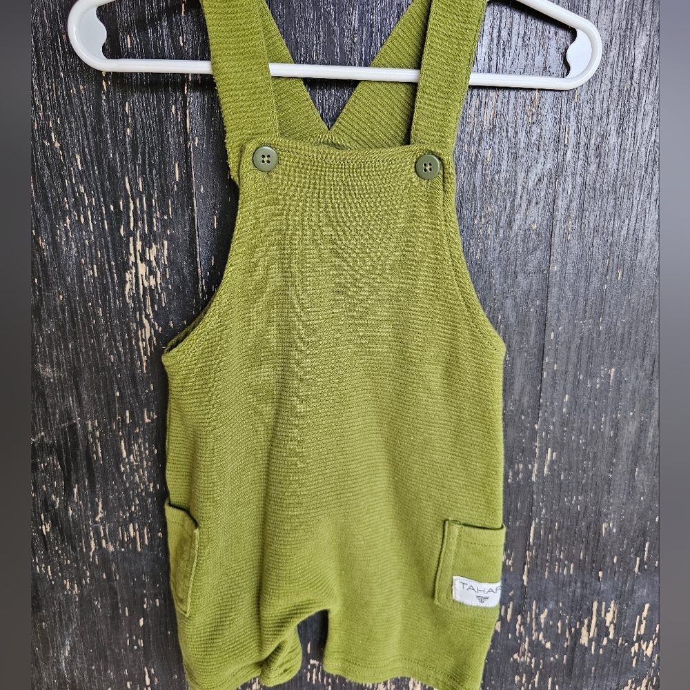 Baby Boy Army Green Short Overalls Size 6/9mo
